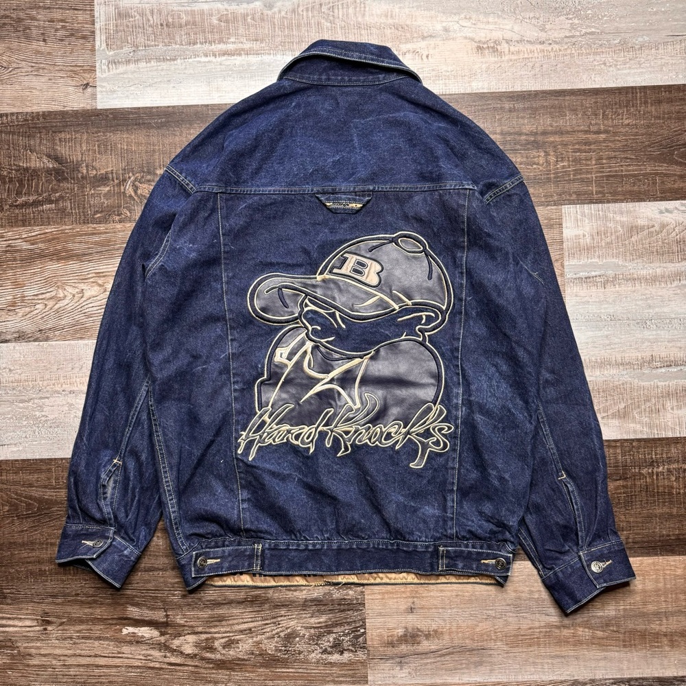 School Of Hard Knocks SOHK Denim Jean Jacket Mens M Vintage 90s Lil Bolo Hip Hop